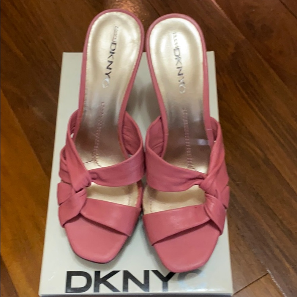 DKNY pink mules
